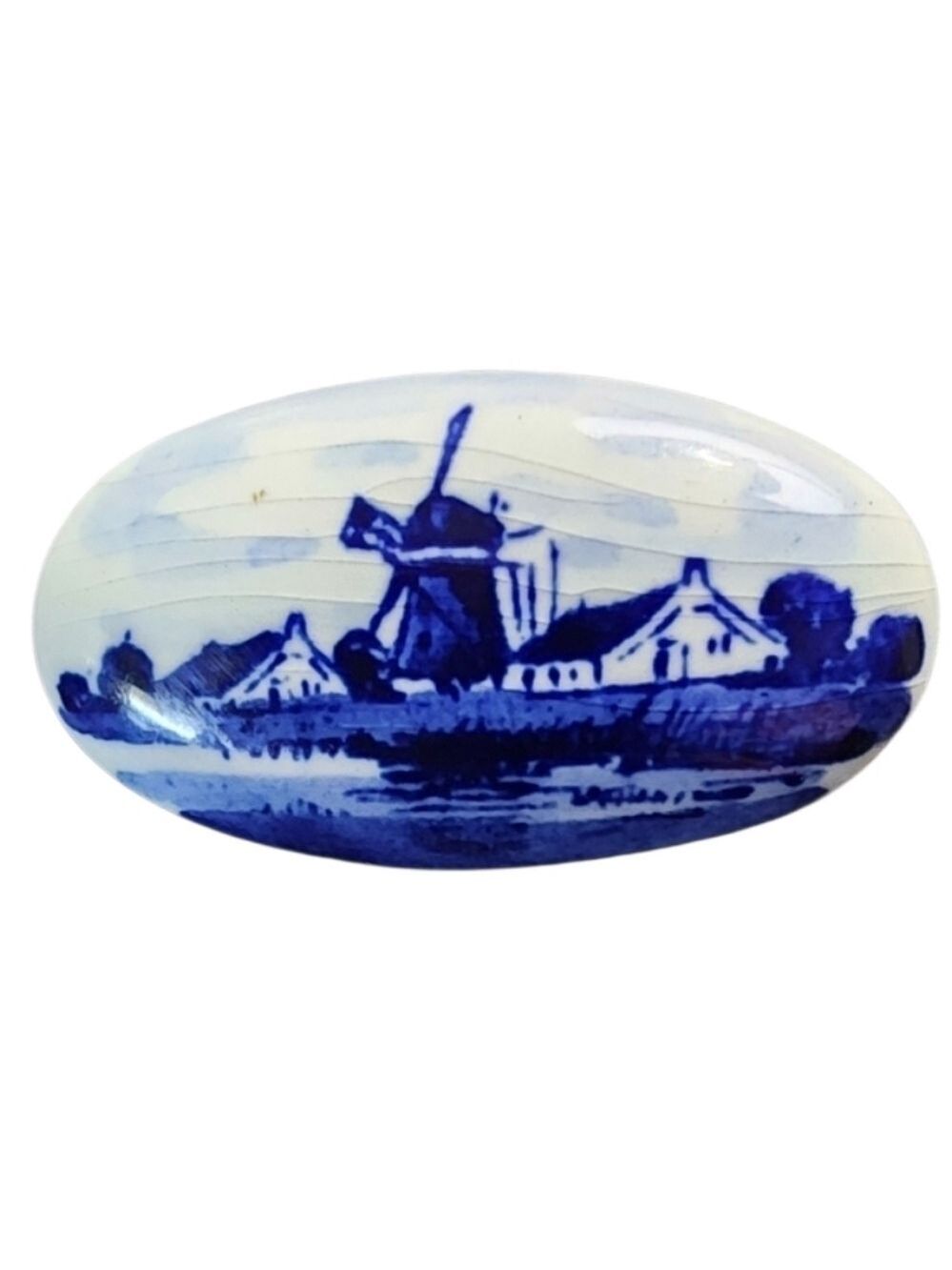 Delft Blue Holland Hand Painted Porcelain Brooch